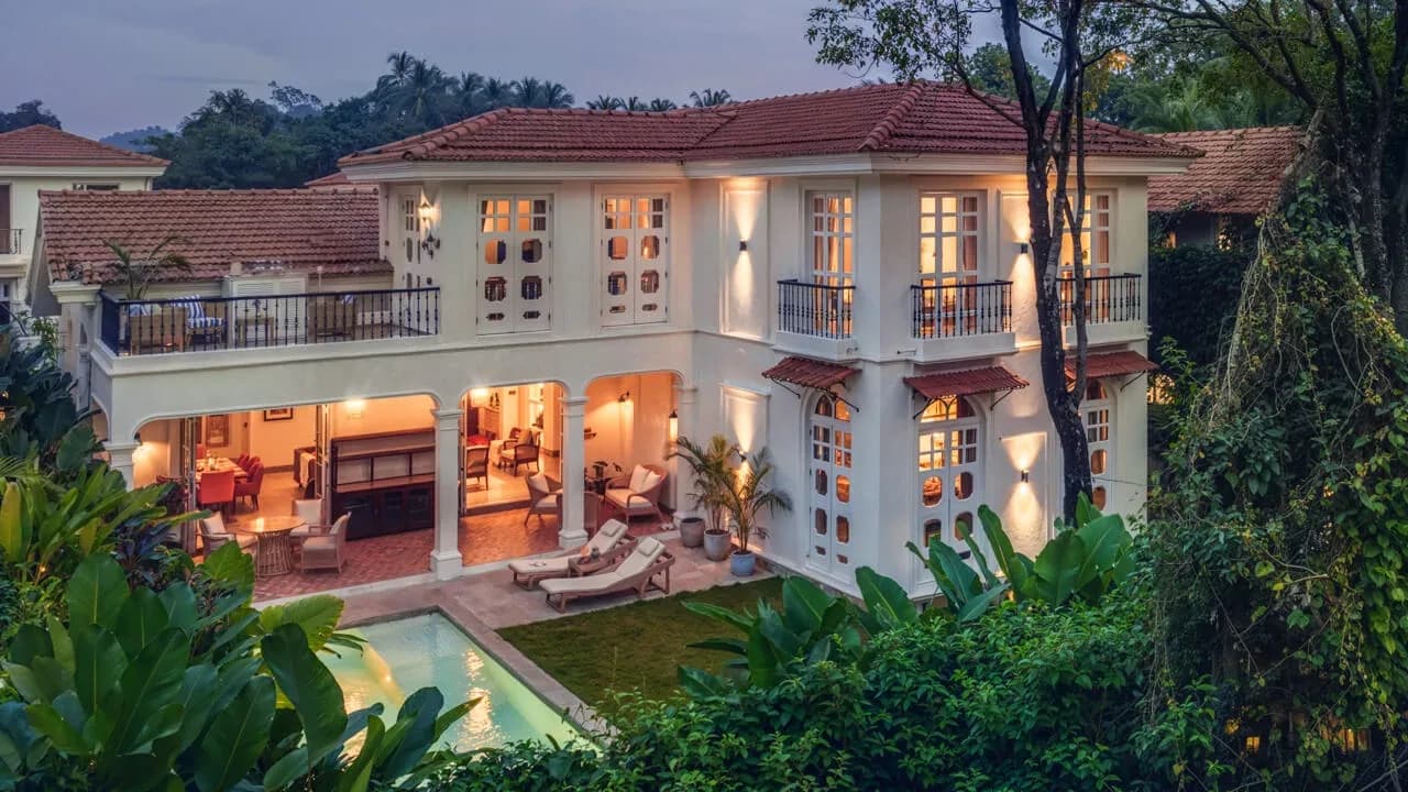 Evening Facade | Luxury villa in Goa